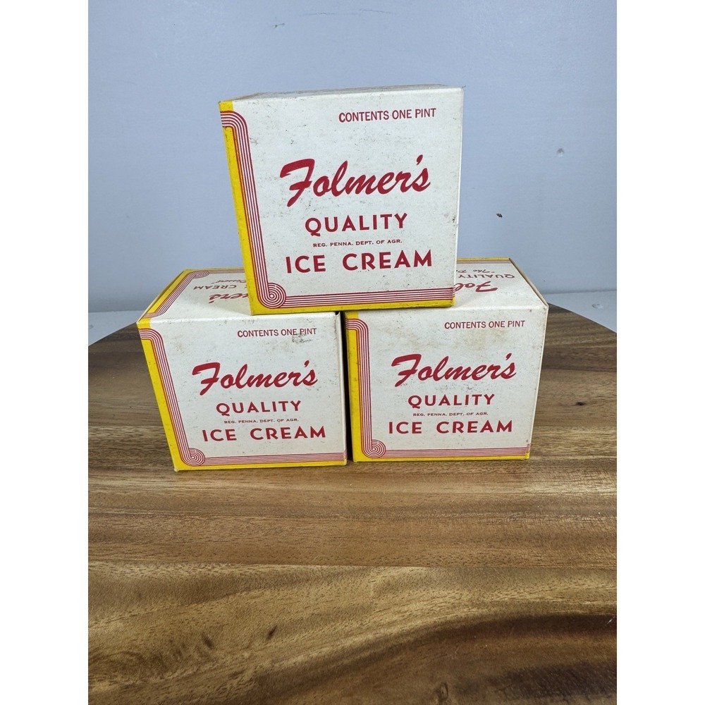 Lot Of 3‎ Vintage Folmer's Dairy Pint Carton Ice Cream Box Hanover, Pa.